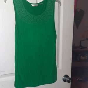 Sleeveless T shirt by Liz Clairborne, Green, size P/M, 98% Rayon, 2% Spandex